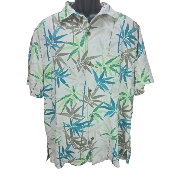 Tommy Bahama Mens Tropical Print Shirt Large Button-Front- 100% Silk - Picture 1 of 7